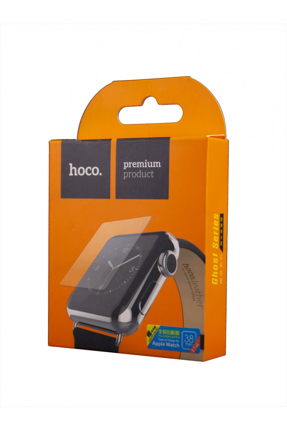 Защитное стекло, пленка Hoco для Apple Watch 1/2/3 38 мм, черная рамка, полный клей
