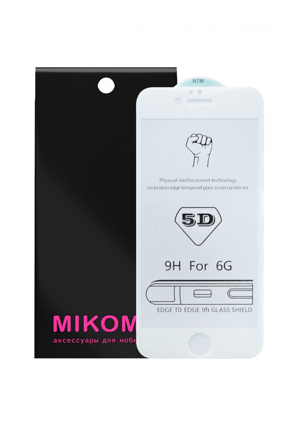 Защитное стекло 5D Mikomo для iPhone 6S, белая рамка, полный клей