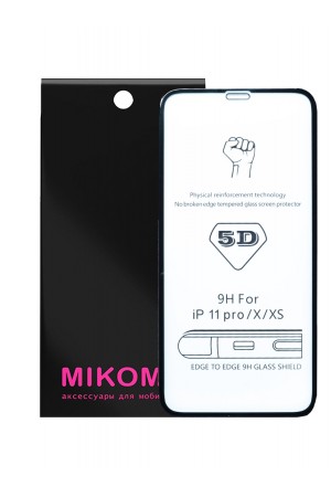 Защитное стекло 5D Mikomo для iPhone 11 Pro, черная рамка, полный клей
