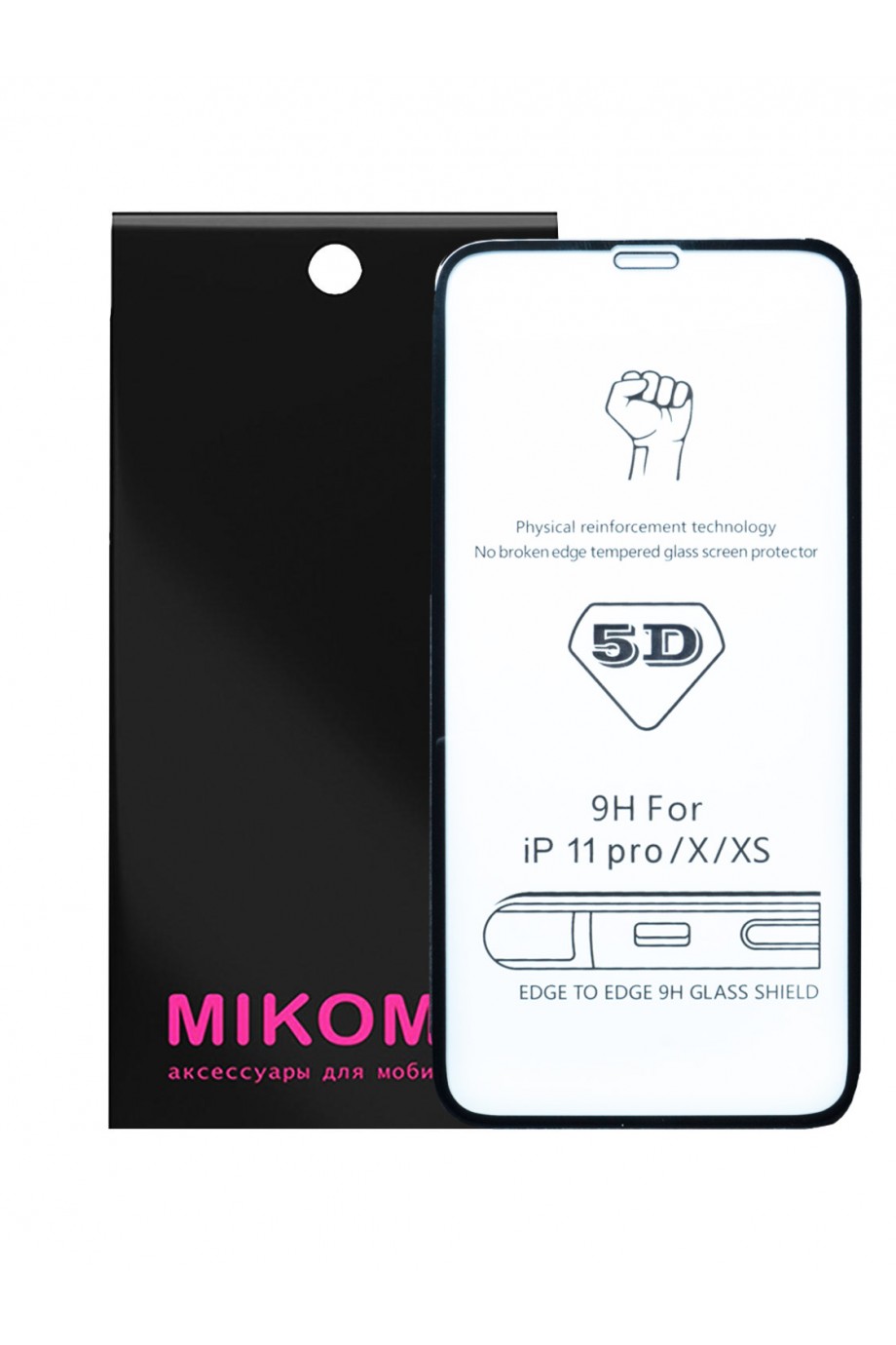 Защитное стекло 5D Mikomo для iPhone 11 Pro, белая рамка, полный клей