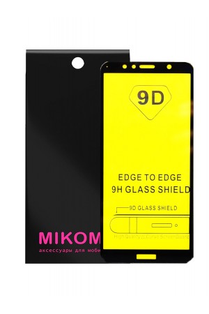 Защитное стекло 9D Mikomo для Huawei Y5 Prime 2018, черная рамка, полный клей, mk28