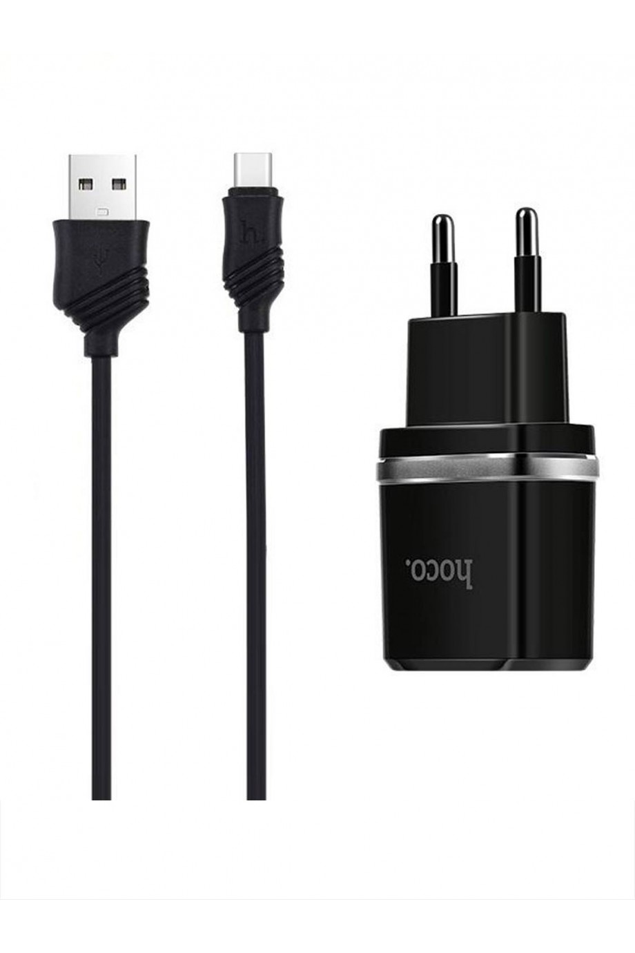 Зарядное устройство HOCO C12, кабель Type-C, 2 USB, 2.4 A