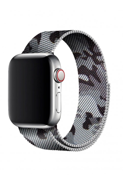 Металлический ремешок для Apple Watch 3 42 мм, камуфляж серый