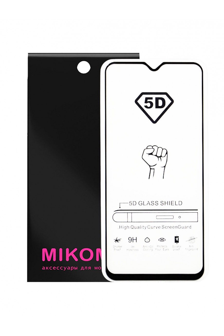 Защитное стекло 5D Mikomo для Samsung Galaxy A50, черная рамка, полный клей