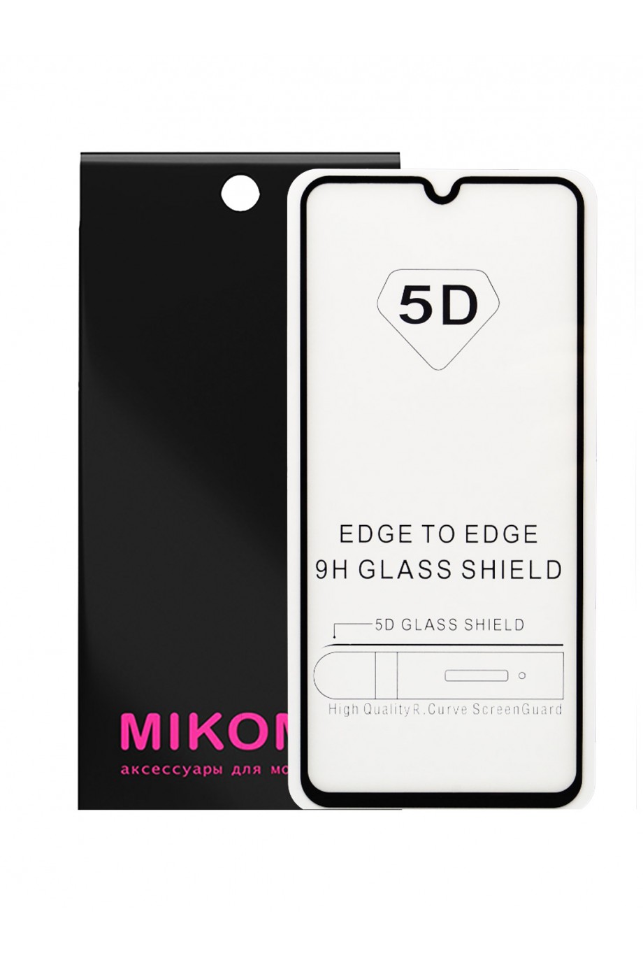 Защитное стекло 5D Mikomo для Samsung Galaxy A70, черная рамка, полный клей
