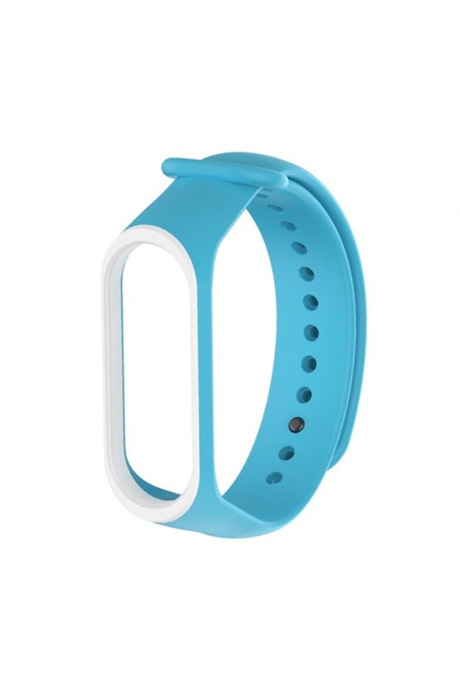 Силиконовый ремешок для Xiaomi Mi Band 4, голубой с белой окантовкой