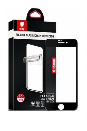 Гибридное защитное стекло 3D Ainy для iPhone 8, черная рамка, полный клей