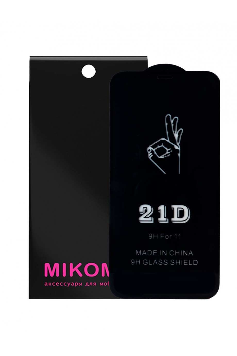 Защитное стекло 21D Mikomo для iPhone XR, Premium Black, черная рамка, полный клей