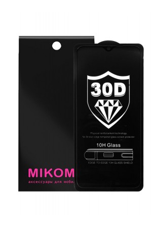 Защитное стекло 30D Mikomo для Xiaomi Redmi Note 8 Pro, черная рамка, полный клей