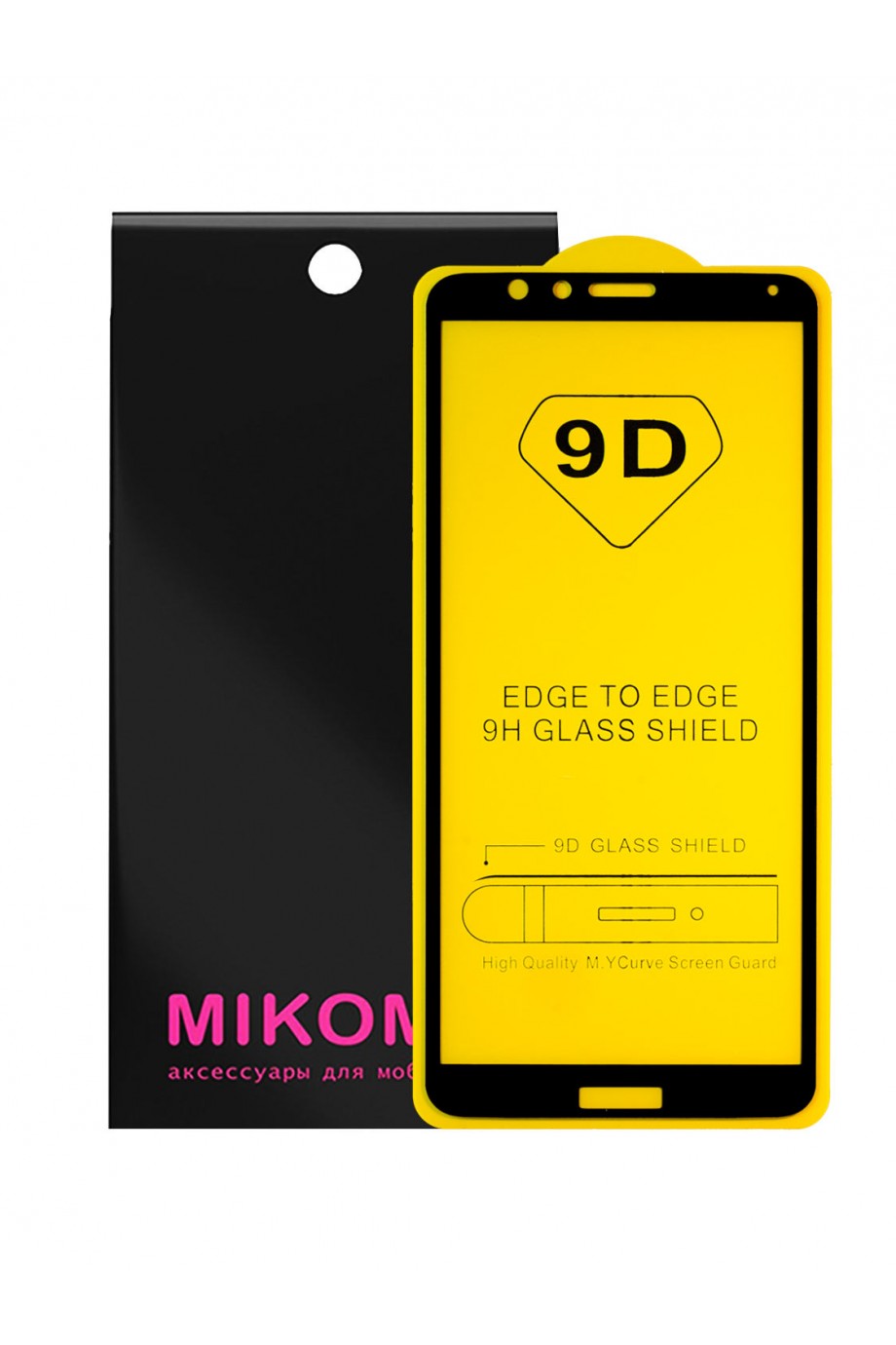 Защитное стекло 9D Mikomo для Honor 7X, черная рамка, полный клей