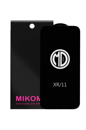 Защитное стекло 3D Mikomo для iPhone XR, Premium Black, черная рамка, полный клей
