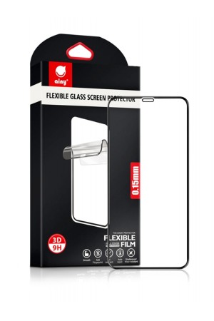 Гибридное защитное стекло 3D Ainy для iPhone XS Max, черная рамка, полный клей, mk082