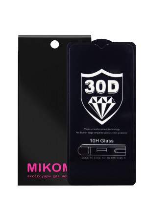 Защитное стекло 30D Mikomo для Samsung Galaxy A20S, черная рамка, полный клей