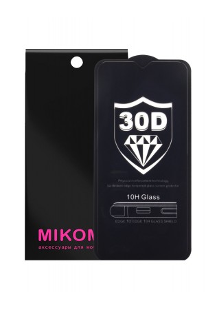 Защитное стекло 30D Mikomo для Xiaomi Redmi Note 8, черная рамка, полный клей