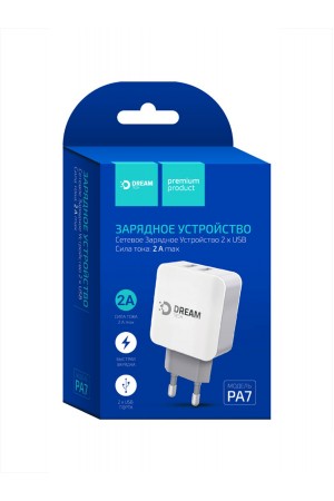 Зарядное устройство Dream PA7, 2 USB, 2 А